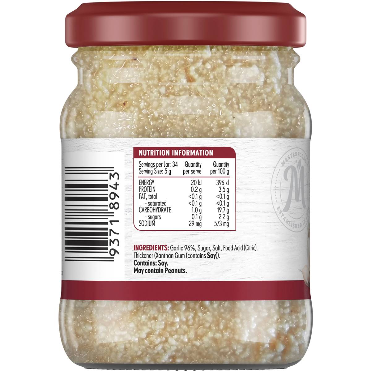 Masterfoods Finely Crushed Garlic 170g