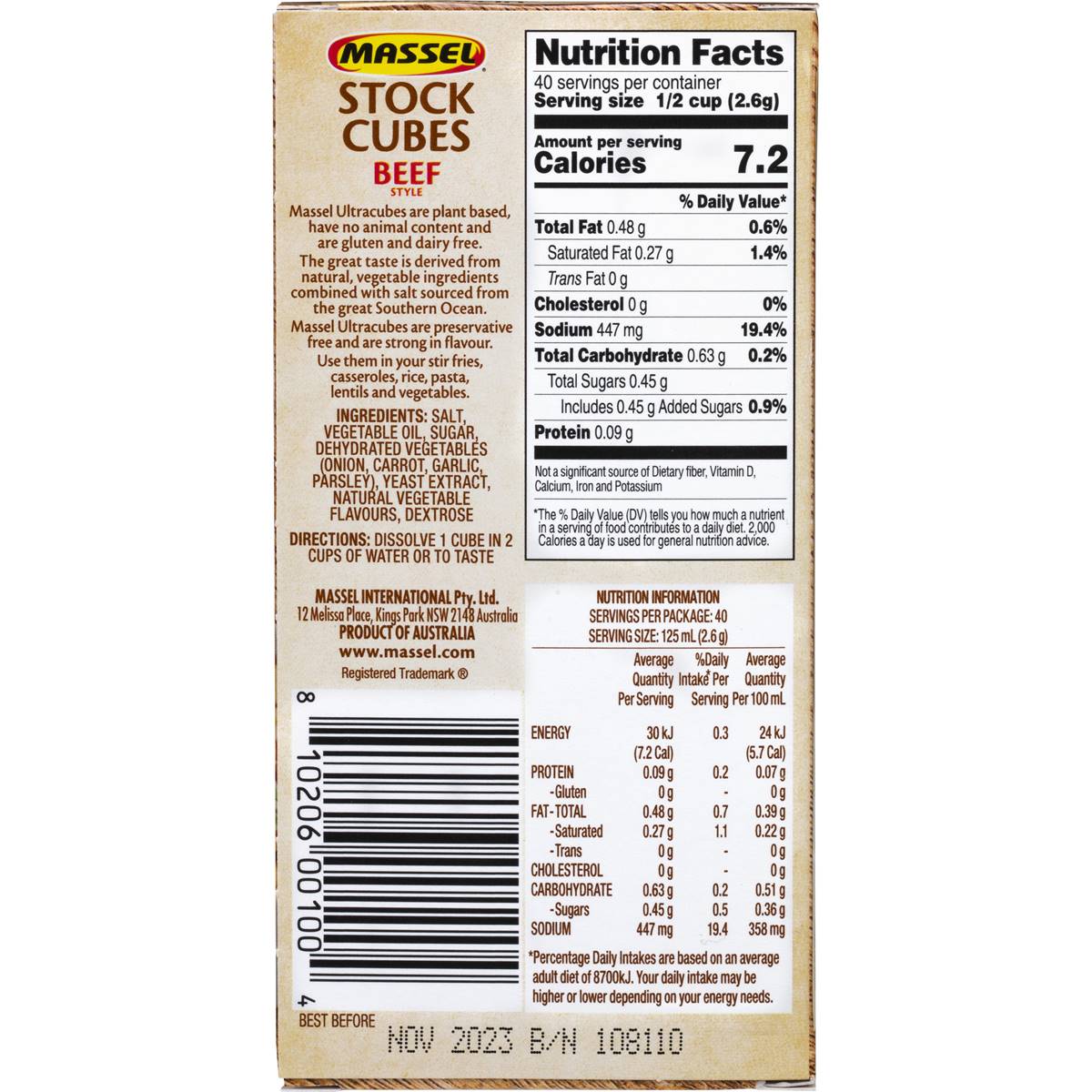 Massel Stock Cube  Beef Style 105g