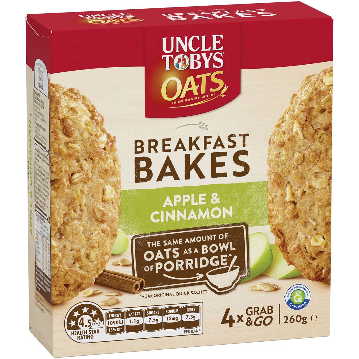 Uncle Toby's Oats Breakfast Bakes Apple & Cinnamon 260g