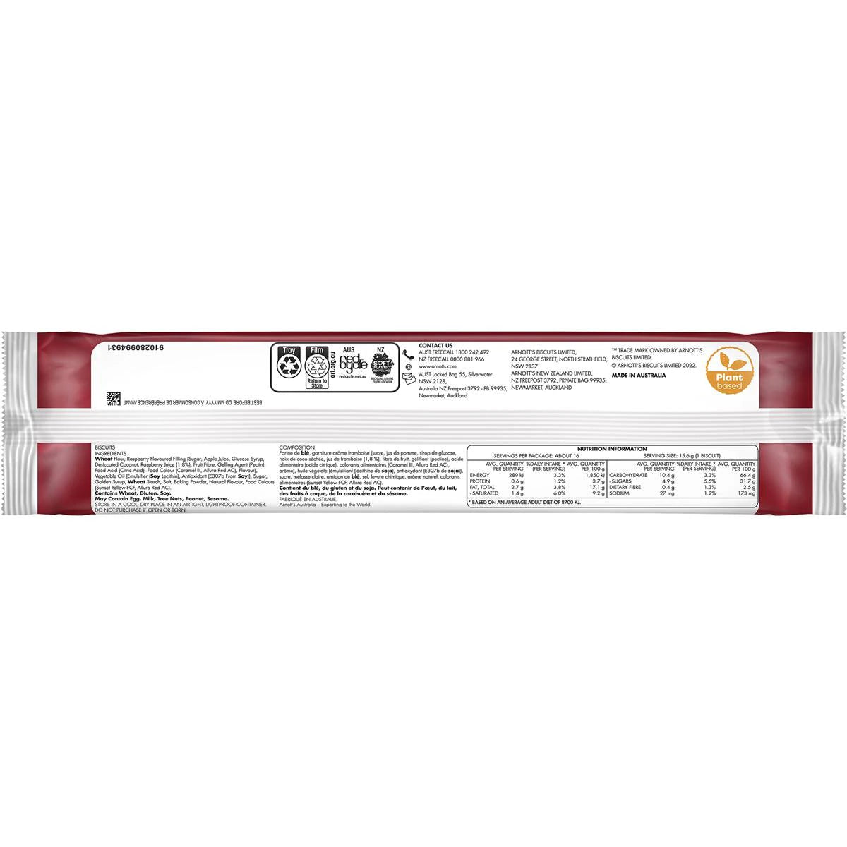 Arnotts Raspberry Shortcake 250g