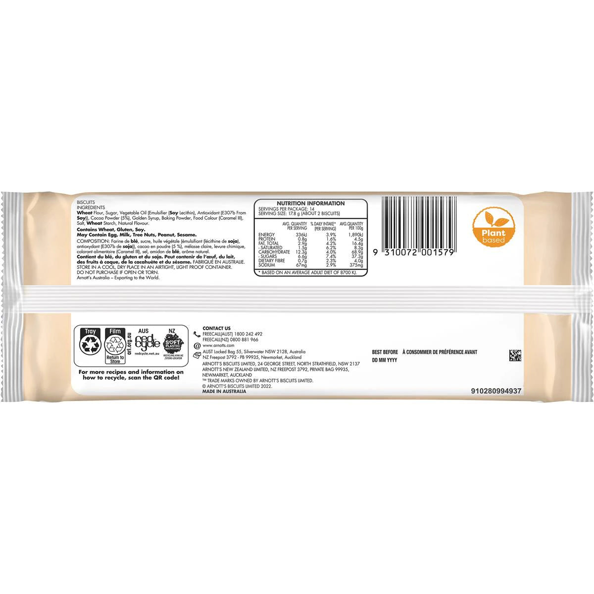 Arnotts Chocolate Ripple Biscuits 250g