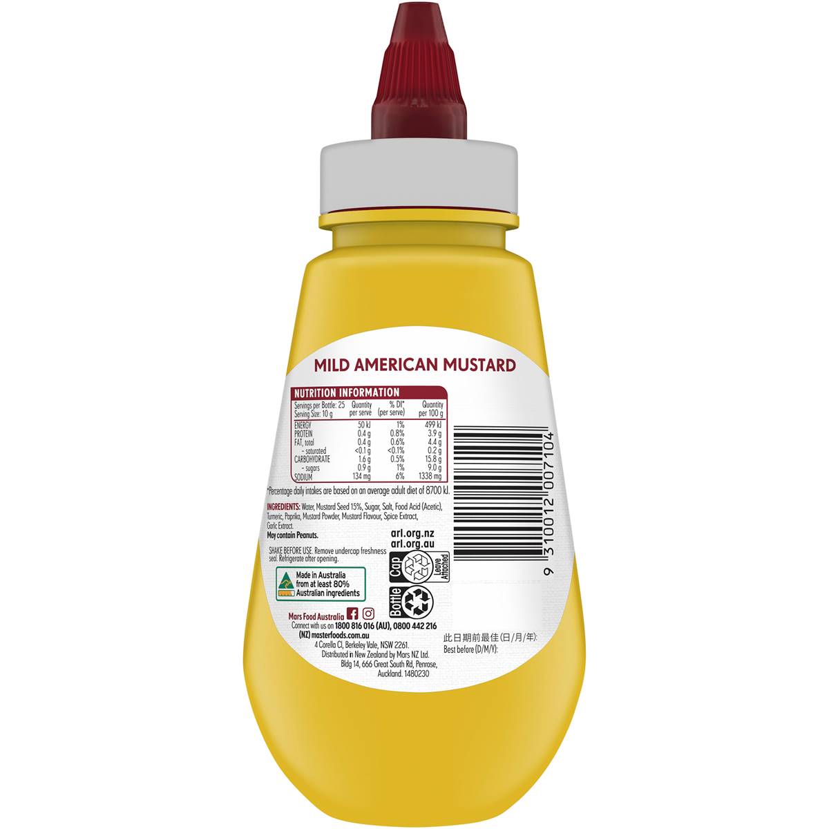Masterfoods Mild American Mustard Sauce 250ml