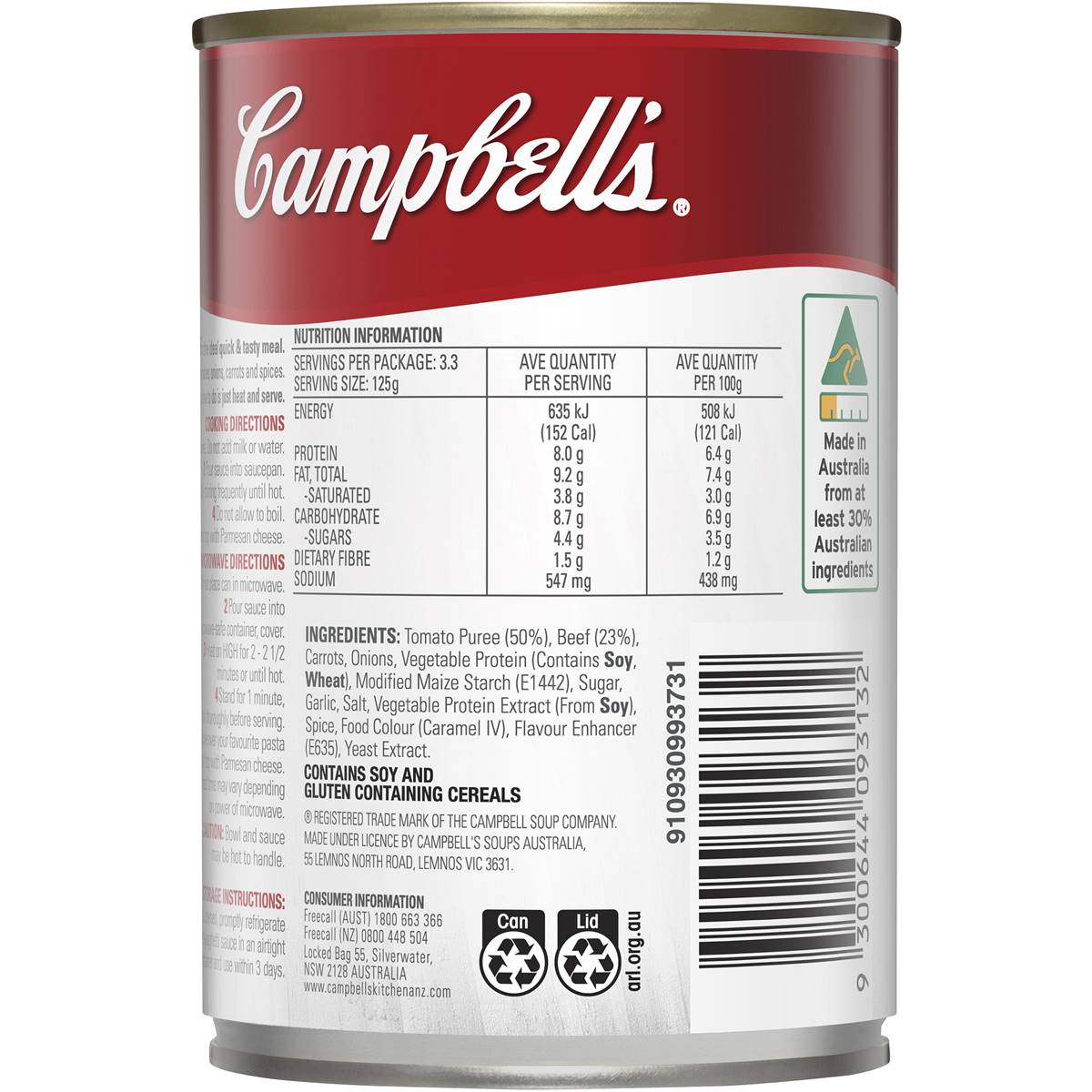 Campbell's Spaghetti Sauce with Beef 410g