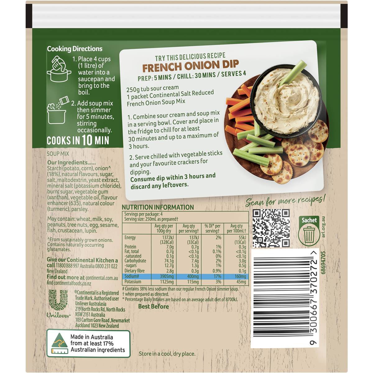 Continental French Onion Soup Salt Reduced 35g