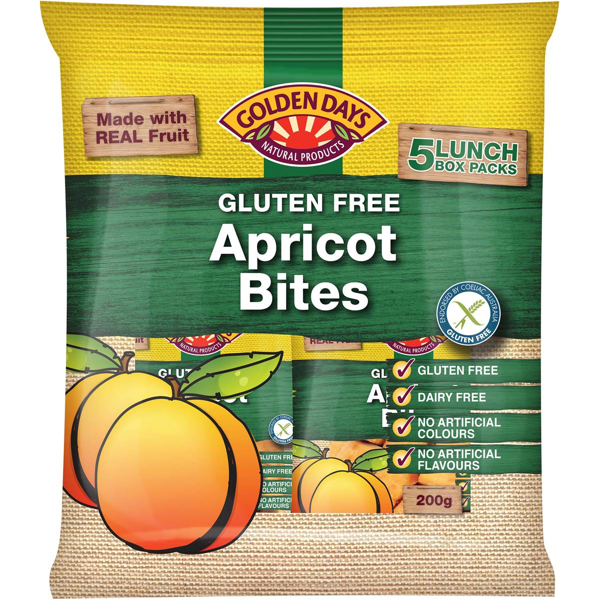 Golden Days Fruit Snacks Bites Apricot 5 x 40g