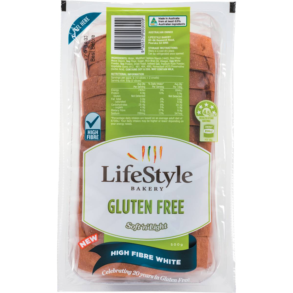 Lifestyle Gluten Free High Fibre White Loaf 500g