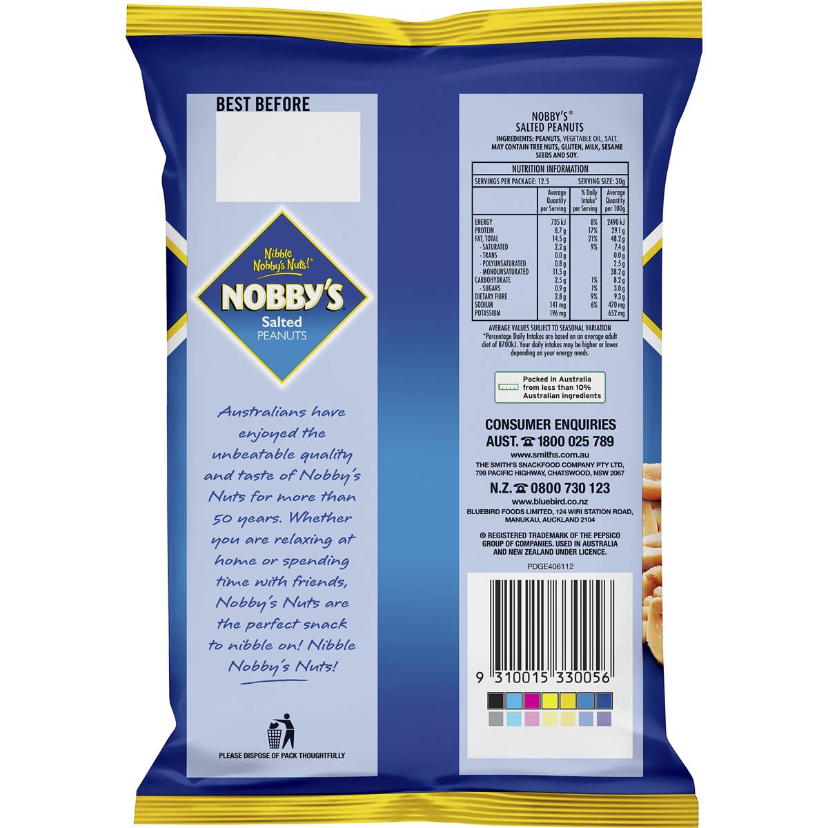 Nobbys Salted Peanuts 375g
