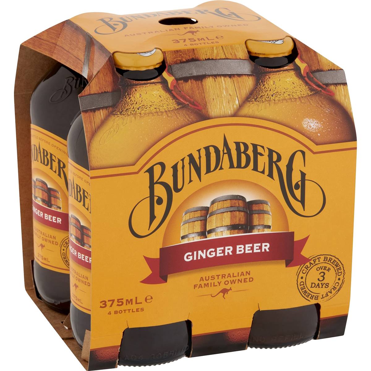 Bundaberg Ginger Beer 375ml 4 Bottles