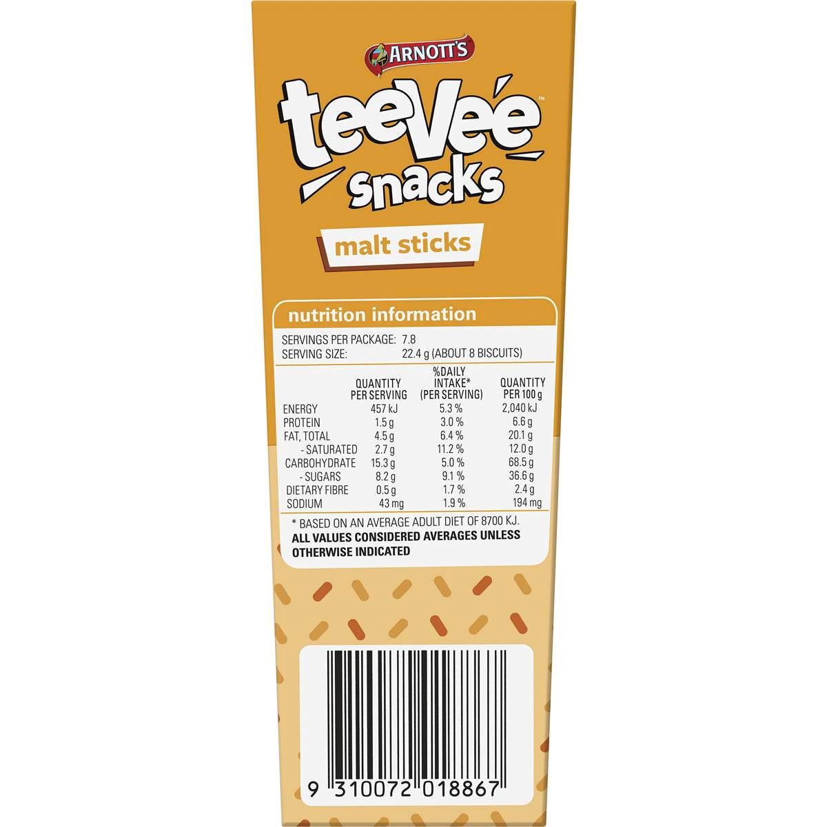 Arnott's TeeVee Malt Sticks 175g