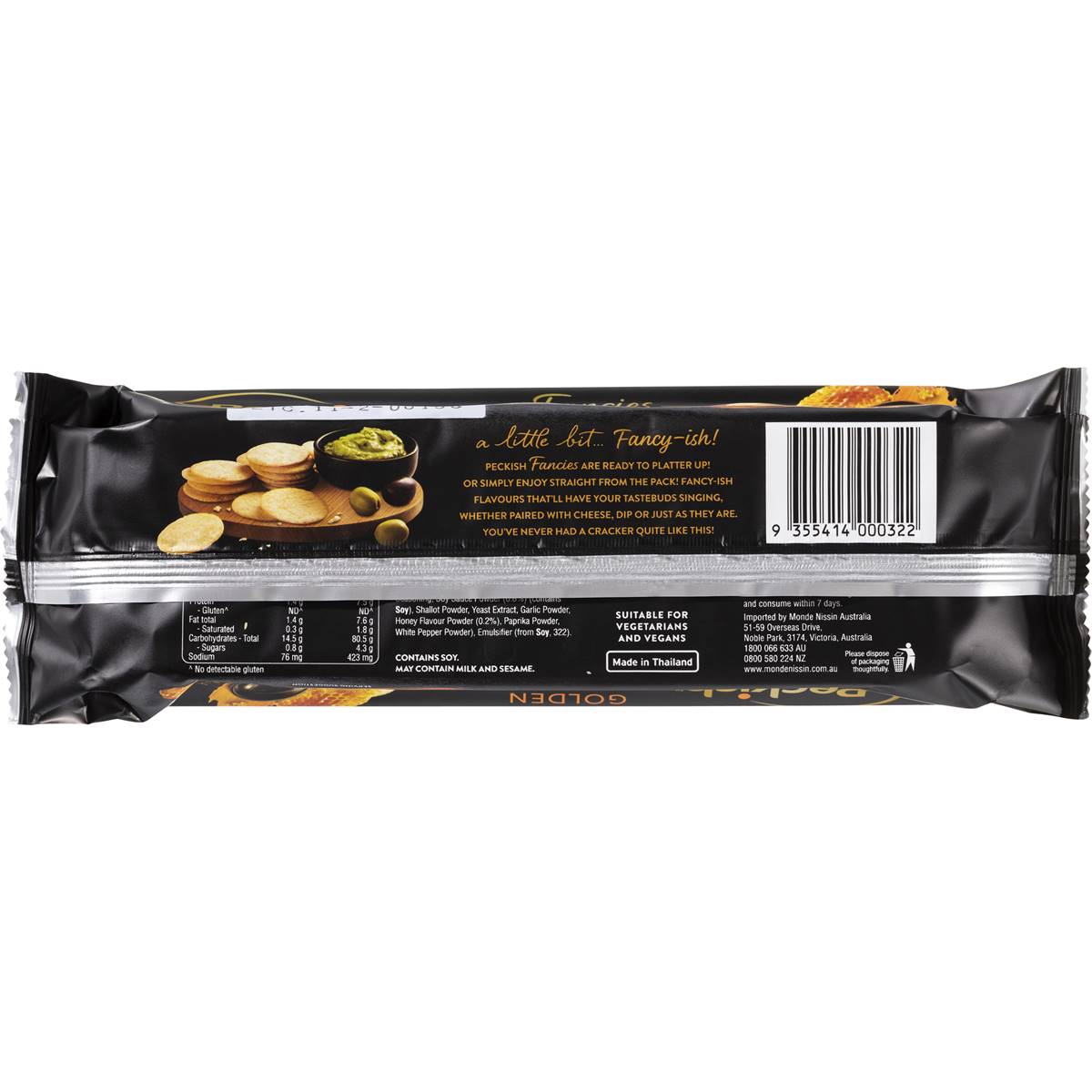 Peckish Fancies Golden Honey & Soy Rice Crackers GF 90g