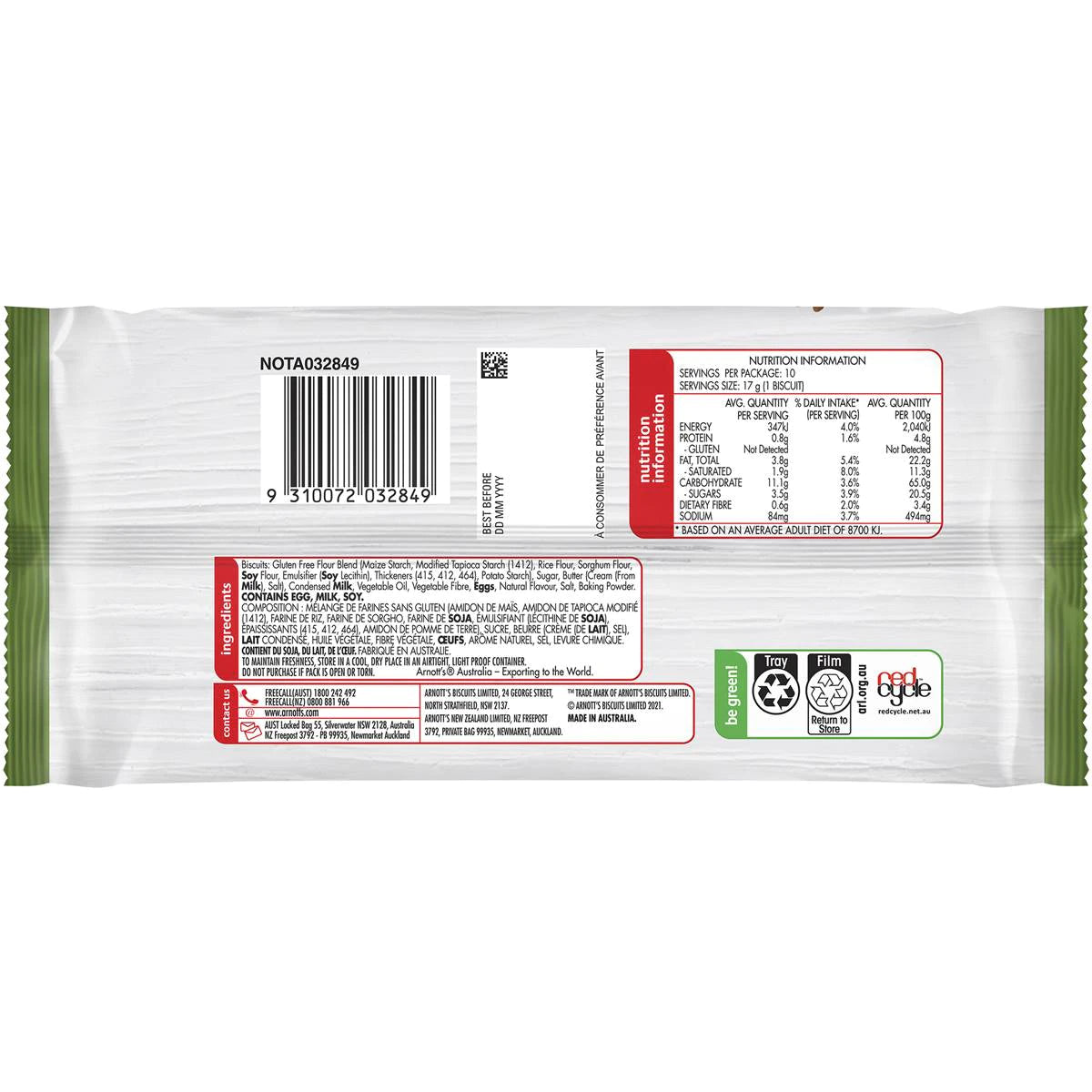 DNO Arnott's Gluten Free Scotch Finger 170g