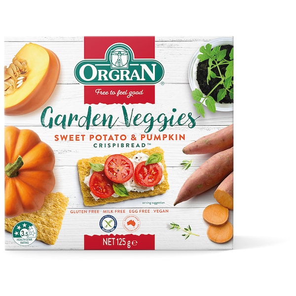 Orgran Crispibread Garden Veggies Sweet Potato & Pumpkin 125g