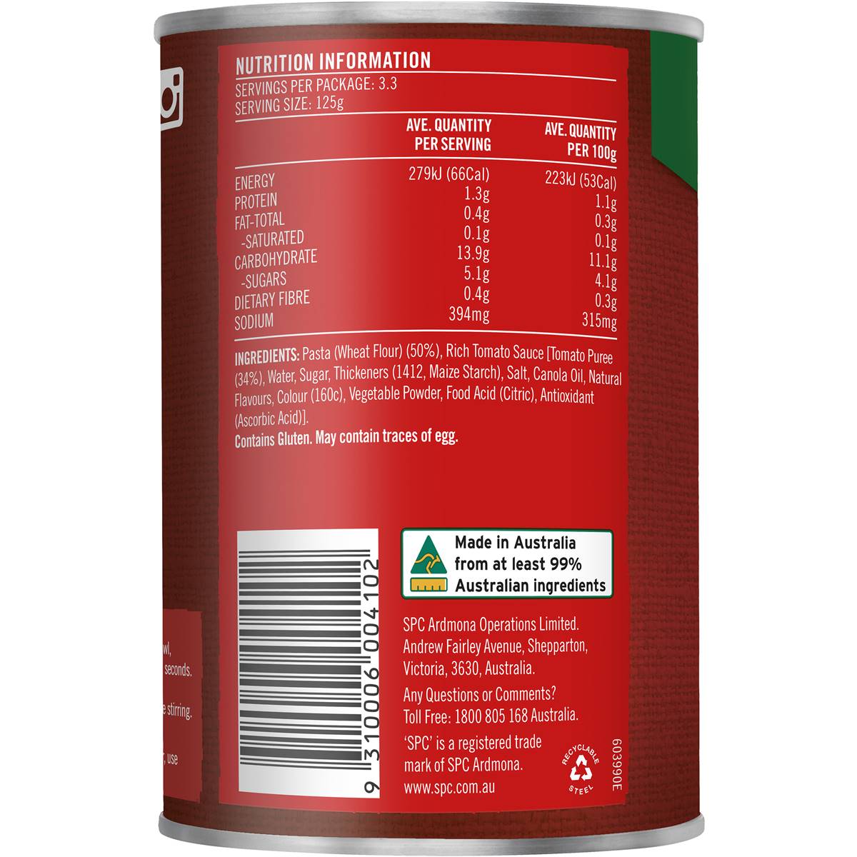 SPC Aussie Spaghetti Rich Tomato 420g