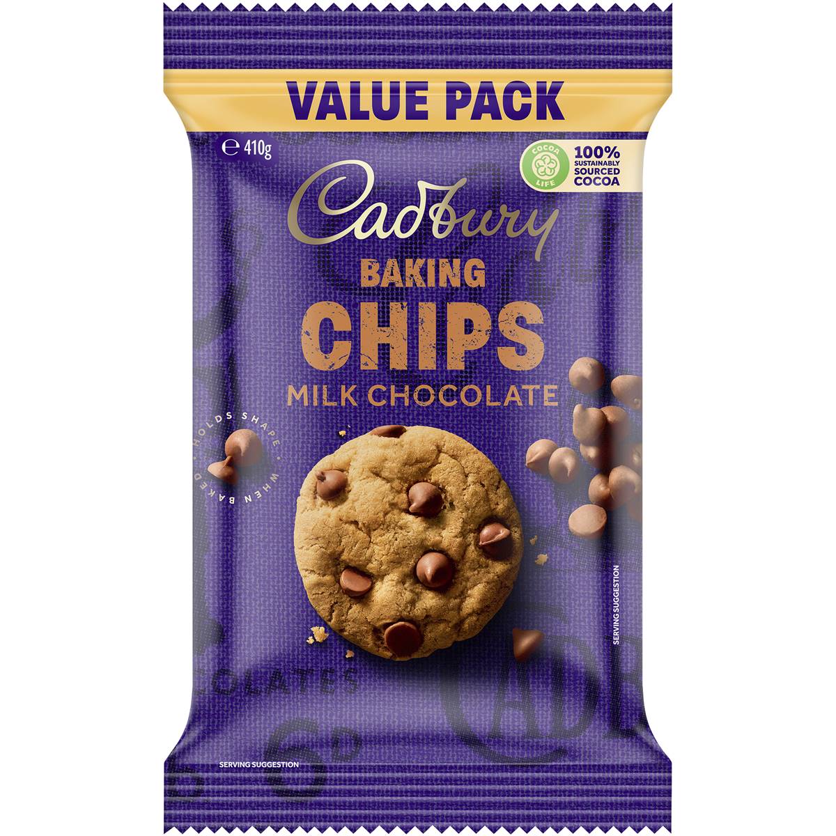 Cadbury Baking Chips Milk Chocolate Value Pack 410g