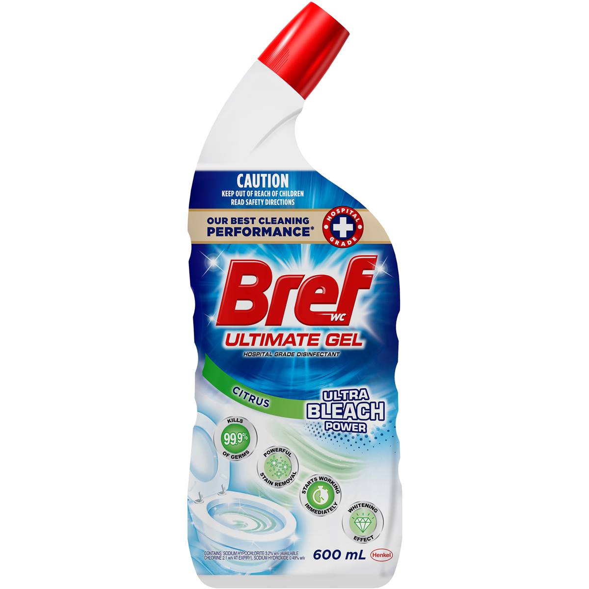 Bref Ultra Bleach Power Citrus Ultimate Gel Toilet Cleaner 600ml