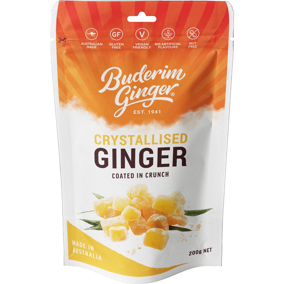 Buderim Ginger Crystallised Ginger G/F 200g