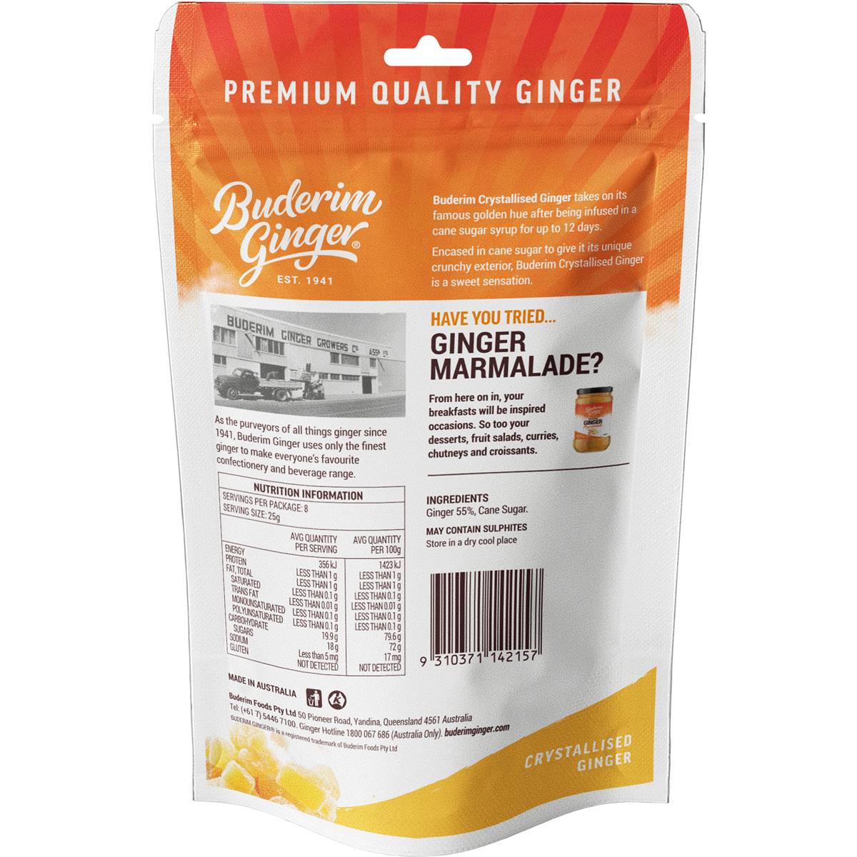 Buderim Ginger Crystallised Ginger G/F 200g