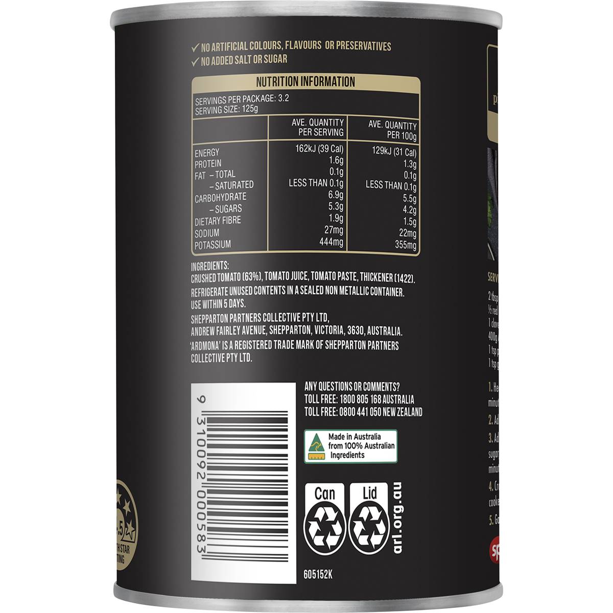 Ardmona Crushed Tomatoes 410g