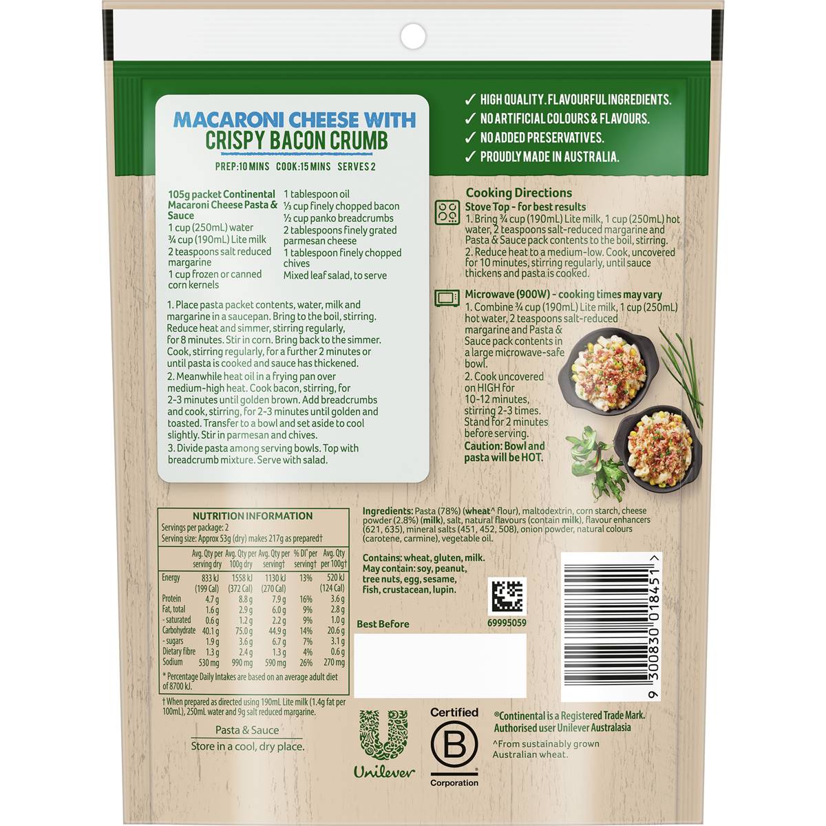 Continental Pasta Macaroni Cheese 105g
