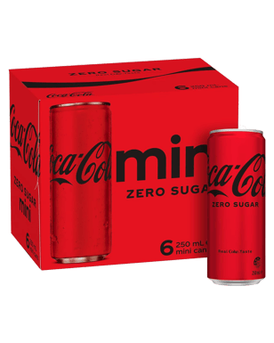 Coca Cola Zero Sugar Mini Cans 250ml 6 Pack