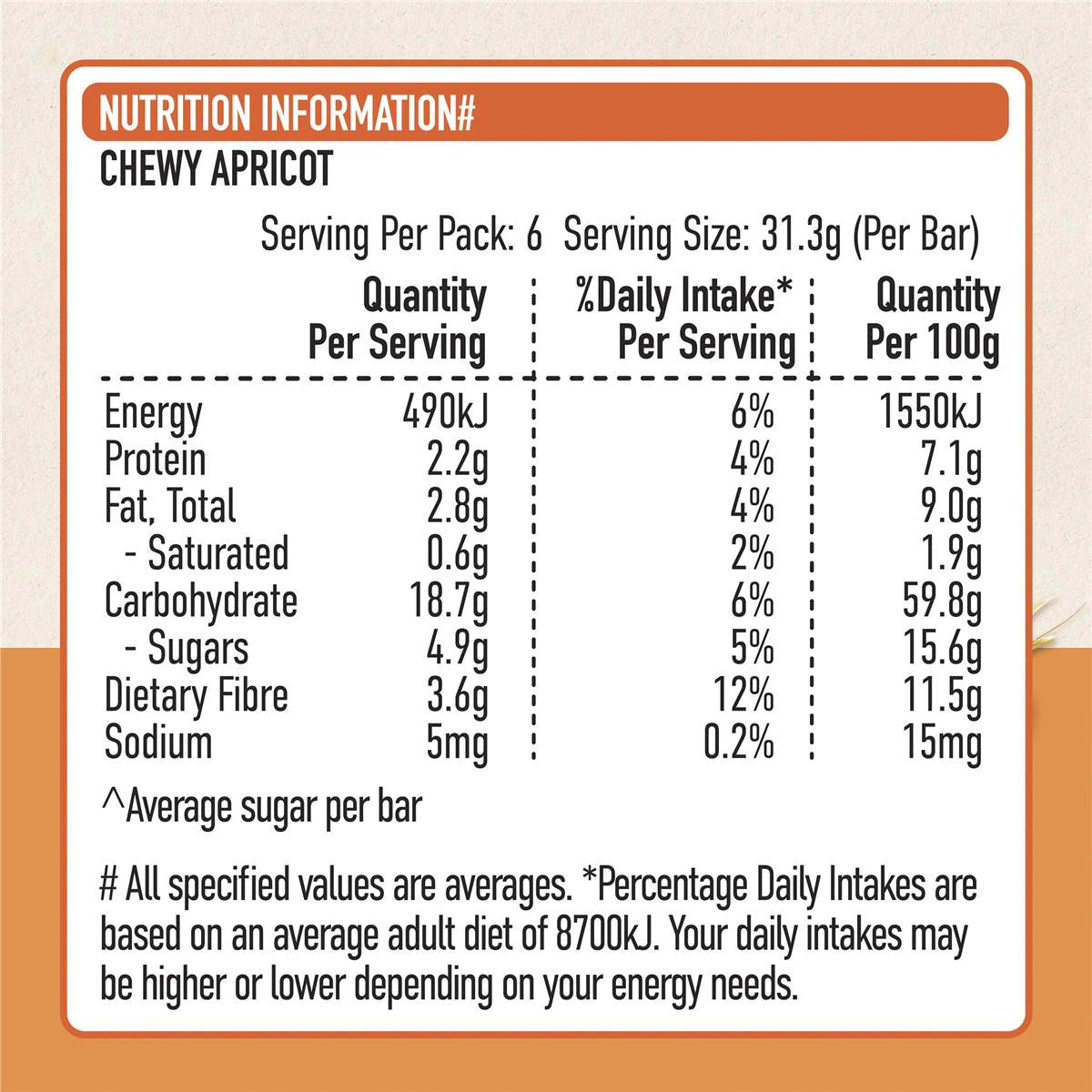 Uncle Toby's Chewy Apricot Muesli Bars 185g