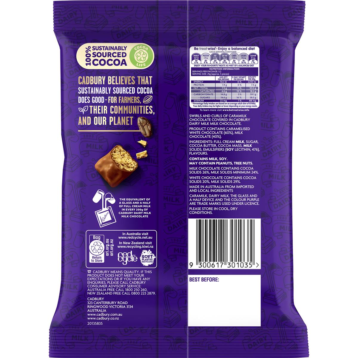 Cadbury Caramilk Twirl bites 130g
