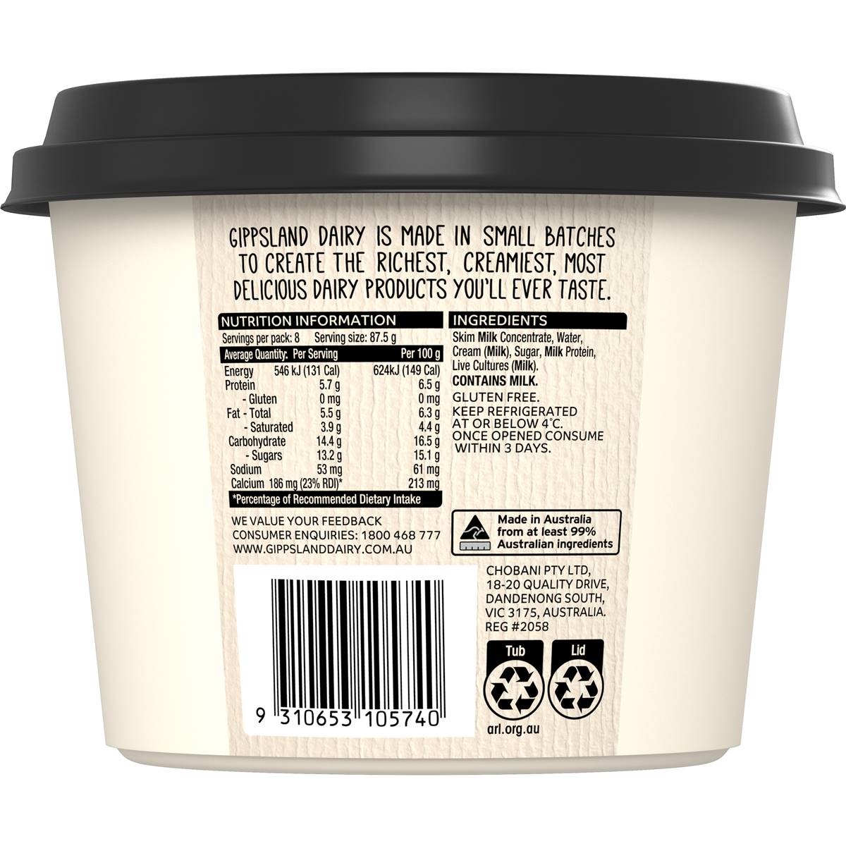 Gippsland Dairy Smooth & Creamy 700g