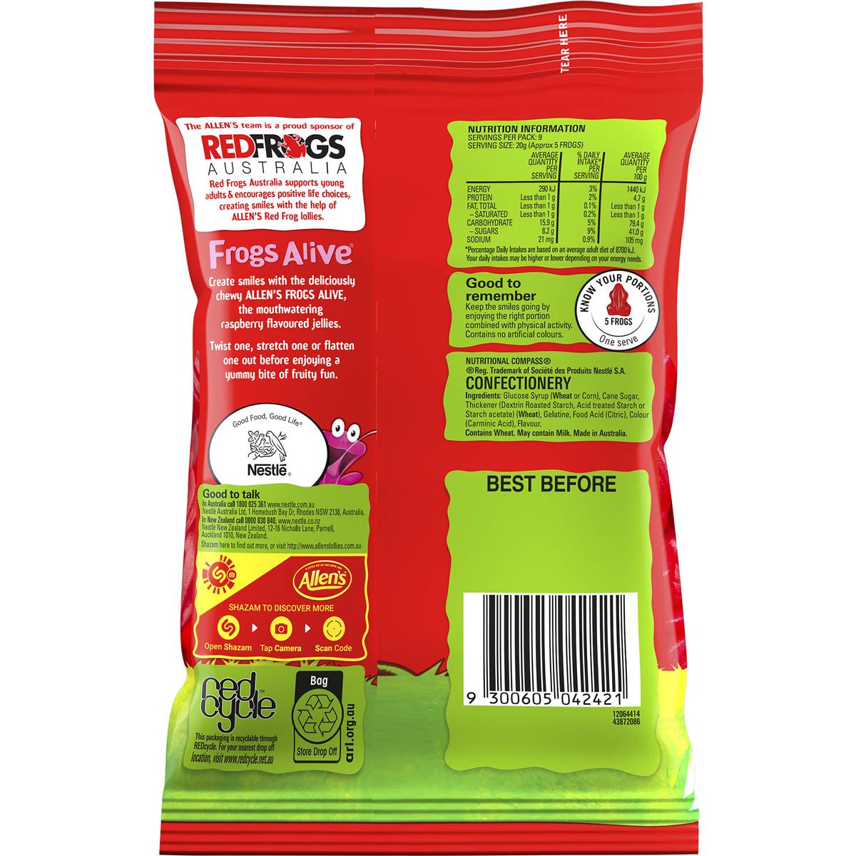 Allens Frogs Alive Lollies Bag 190g