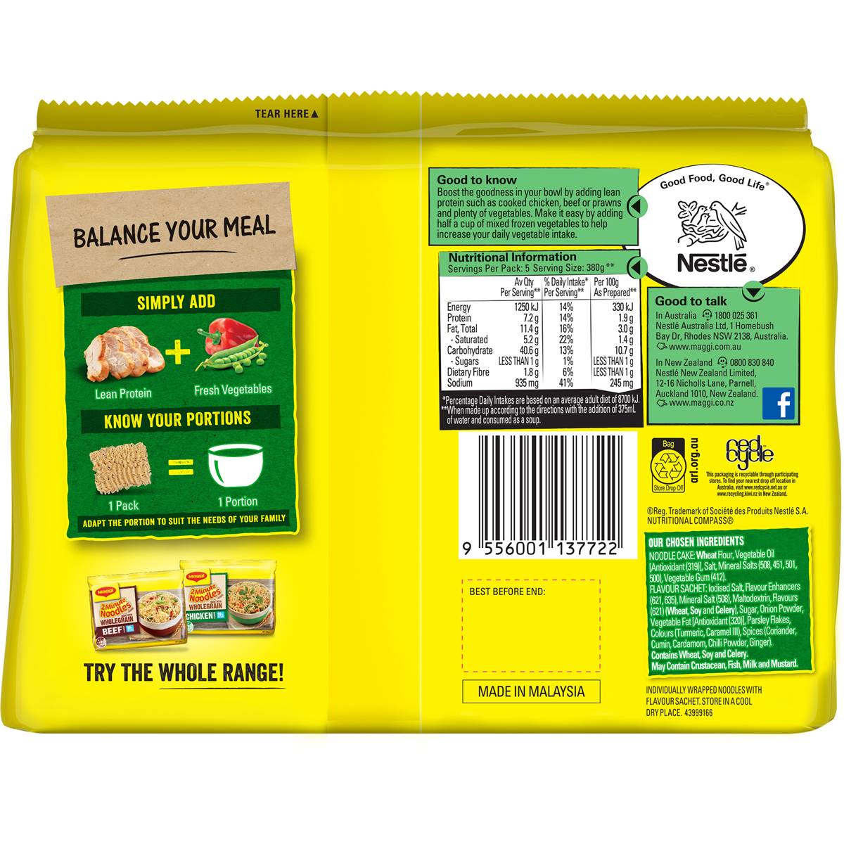 Maggi 2 Minute Noodles Chicken 5 Pack 360g