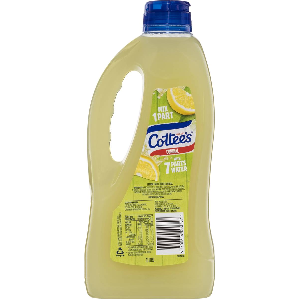 Cottee's Cordial Lemon 1L