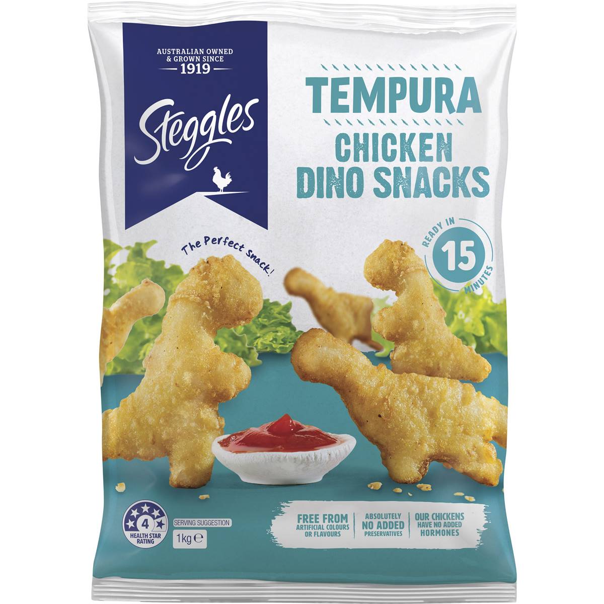 Steggles Crumbed Chicken Dino Snacks Tempura 1kg