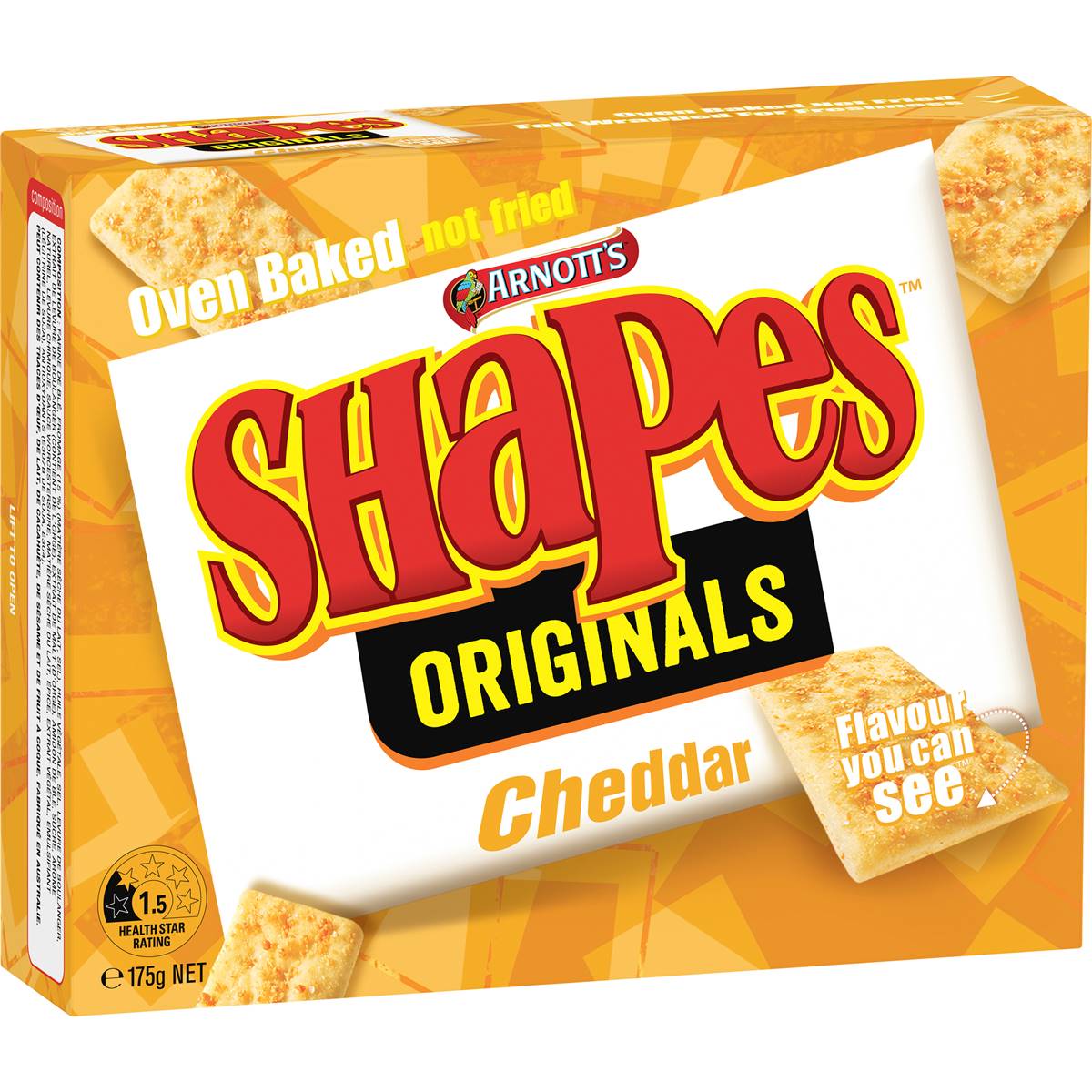 Arnott's Shapes Cheddar Crackers 175g