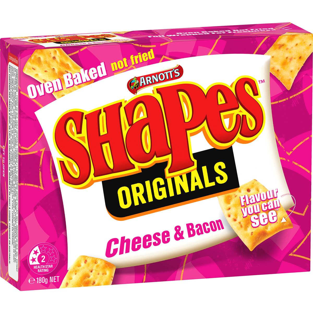 Arnott's Shapes Cheese & Bacon Crackers 180g