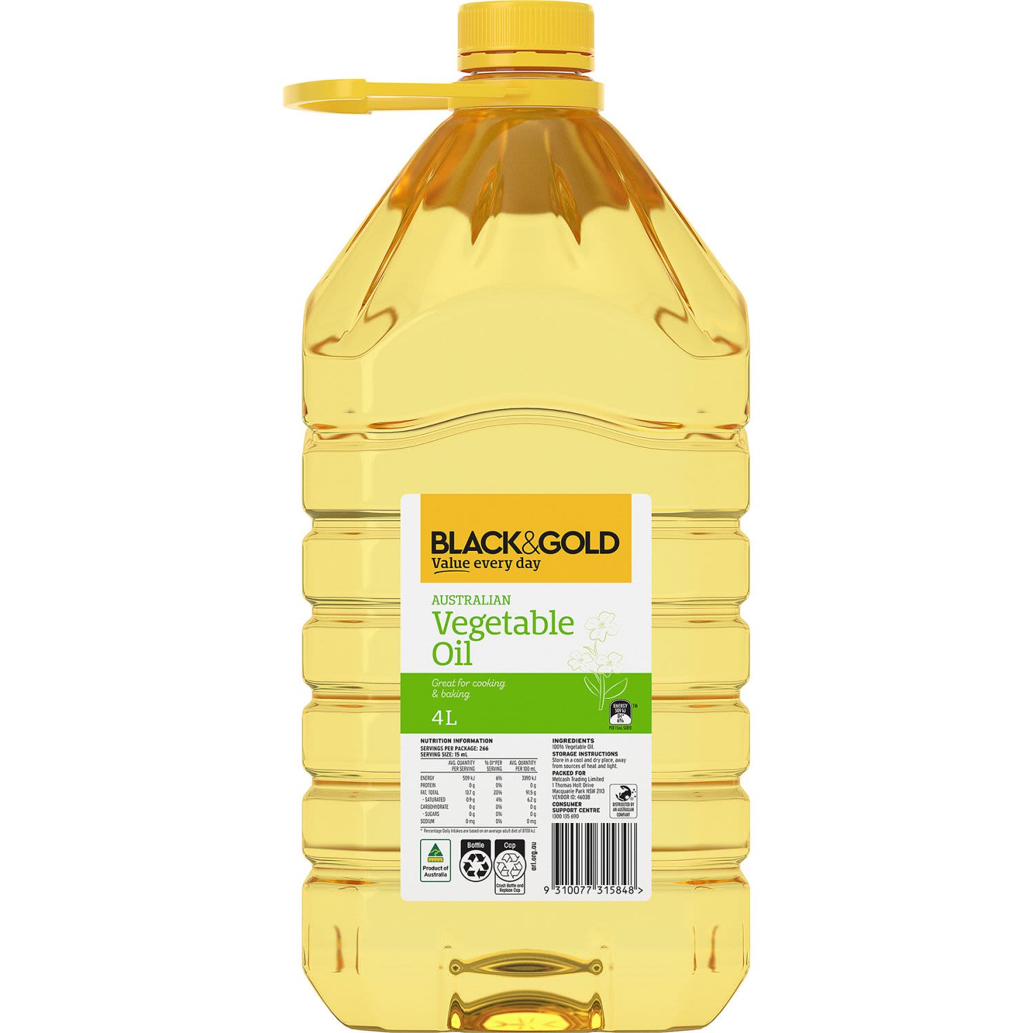 Black & Gold Australian Vegetable Oil 4L