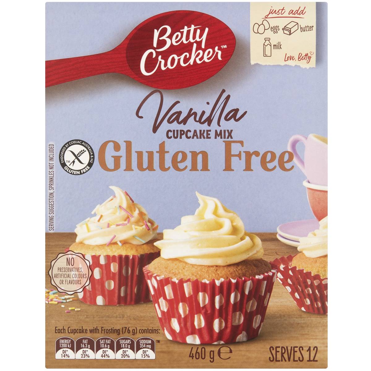 Betty Crocker Vanilla Cup Cake Mix Gluten Free 460g