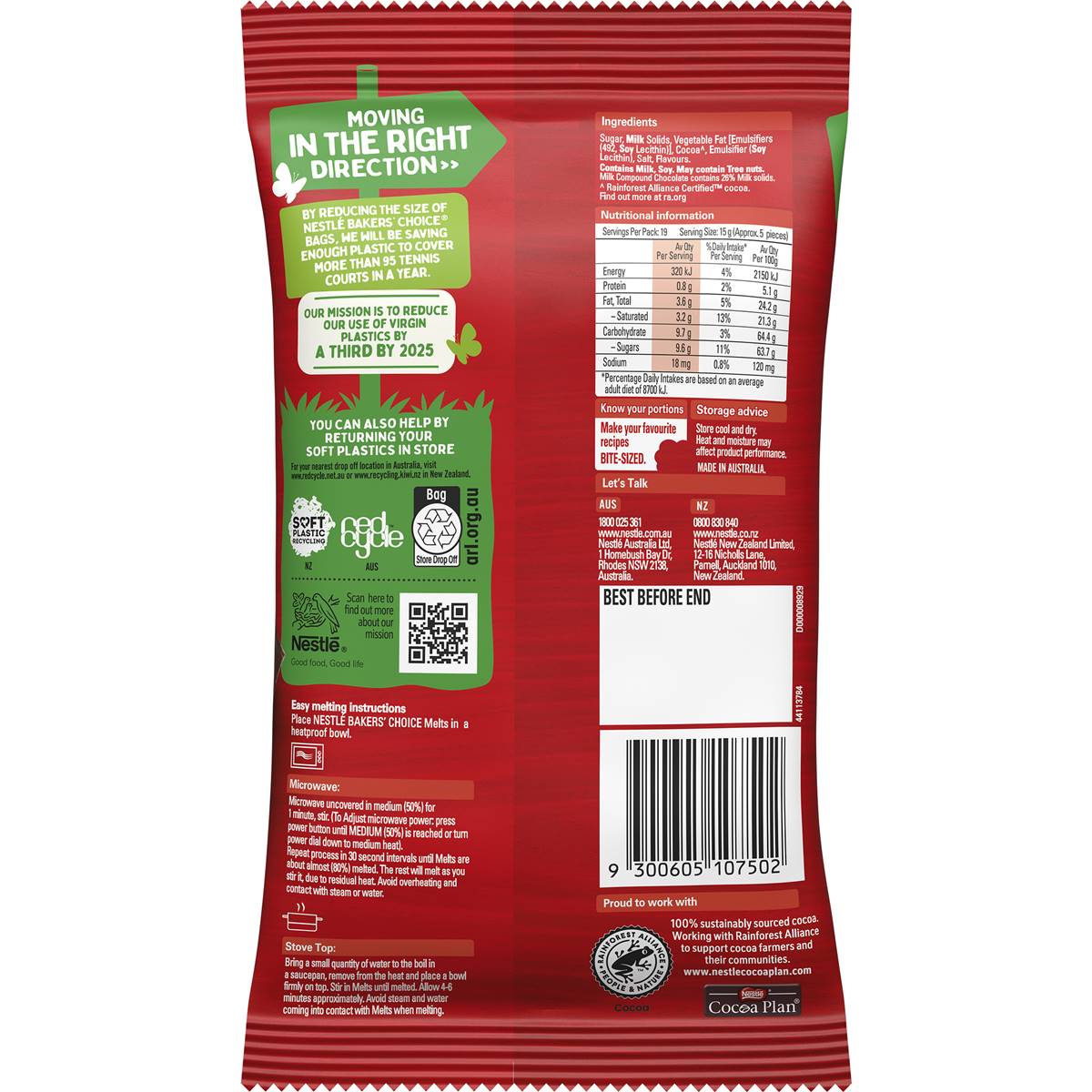 Nestle Milk Choc Melts 225g