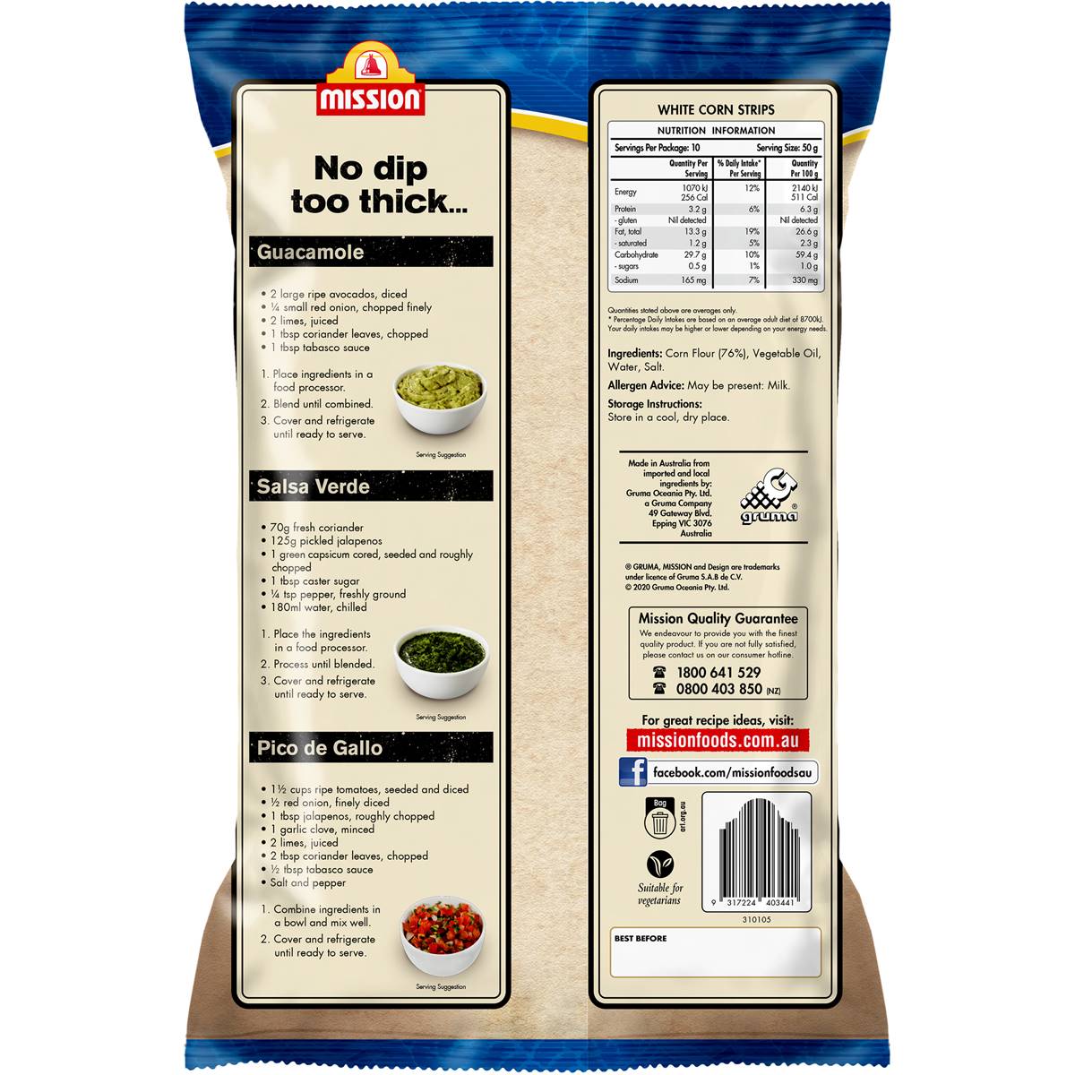 Mission Deli Style White Corn Strips 500g