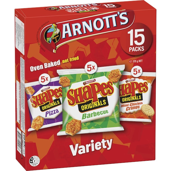Arnott's Shapes Variety Multipack Box 15 pack 375g