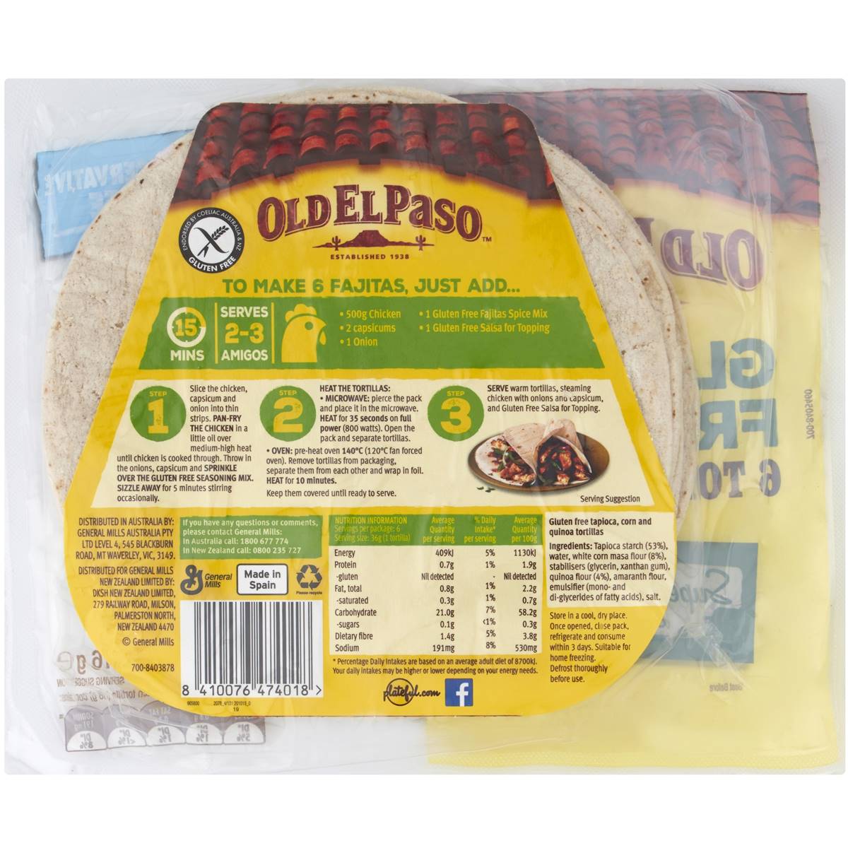 Old El Paso Gluten Free Jumbo Tortillas 4pk