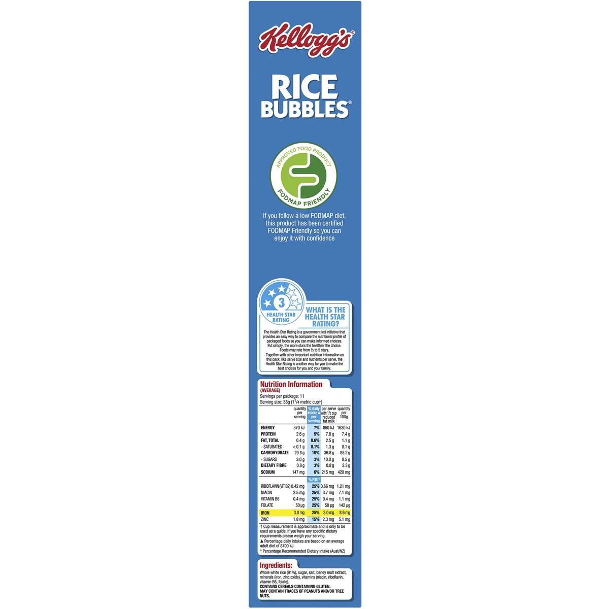 Kellogg's Rice Bubbles Puffed Rice Breakfast Cereal 410g