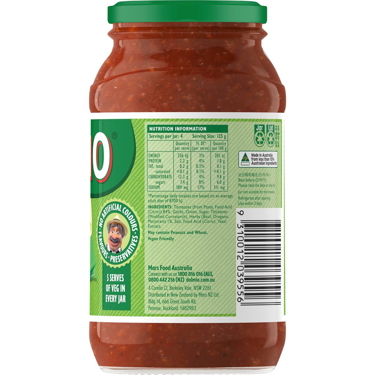 Dolmio Extra Italian Herbs Tomato Pasta Sauce 500g