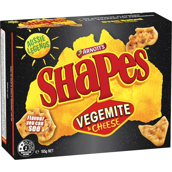 Arnott's Shapes Vegemite & Cheese Cracker Biscuits 165g
