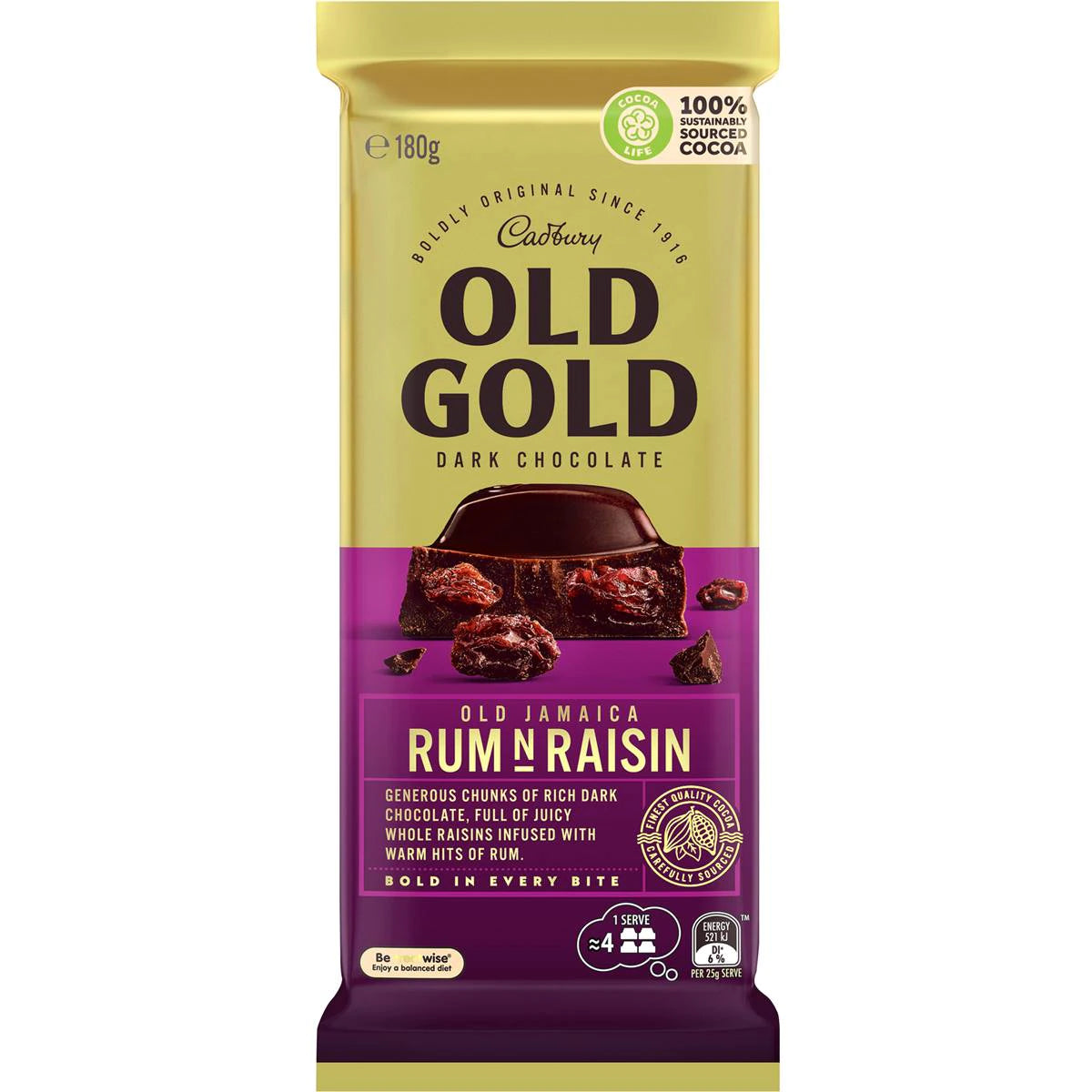 Cadbury Old Gold Jamaica Rum n Raisin 180g