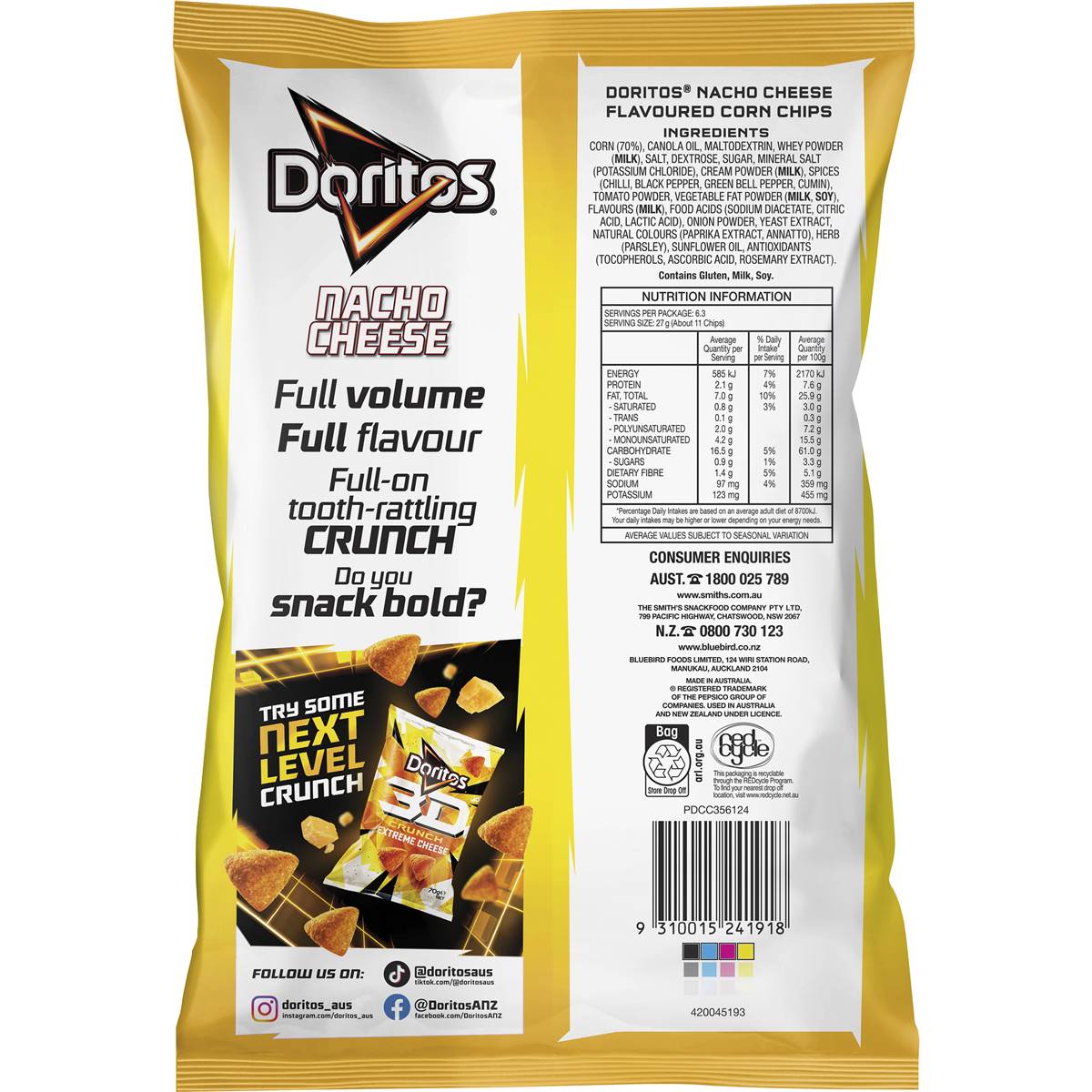 Doritos Share Pack Nacho Cheese 170g