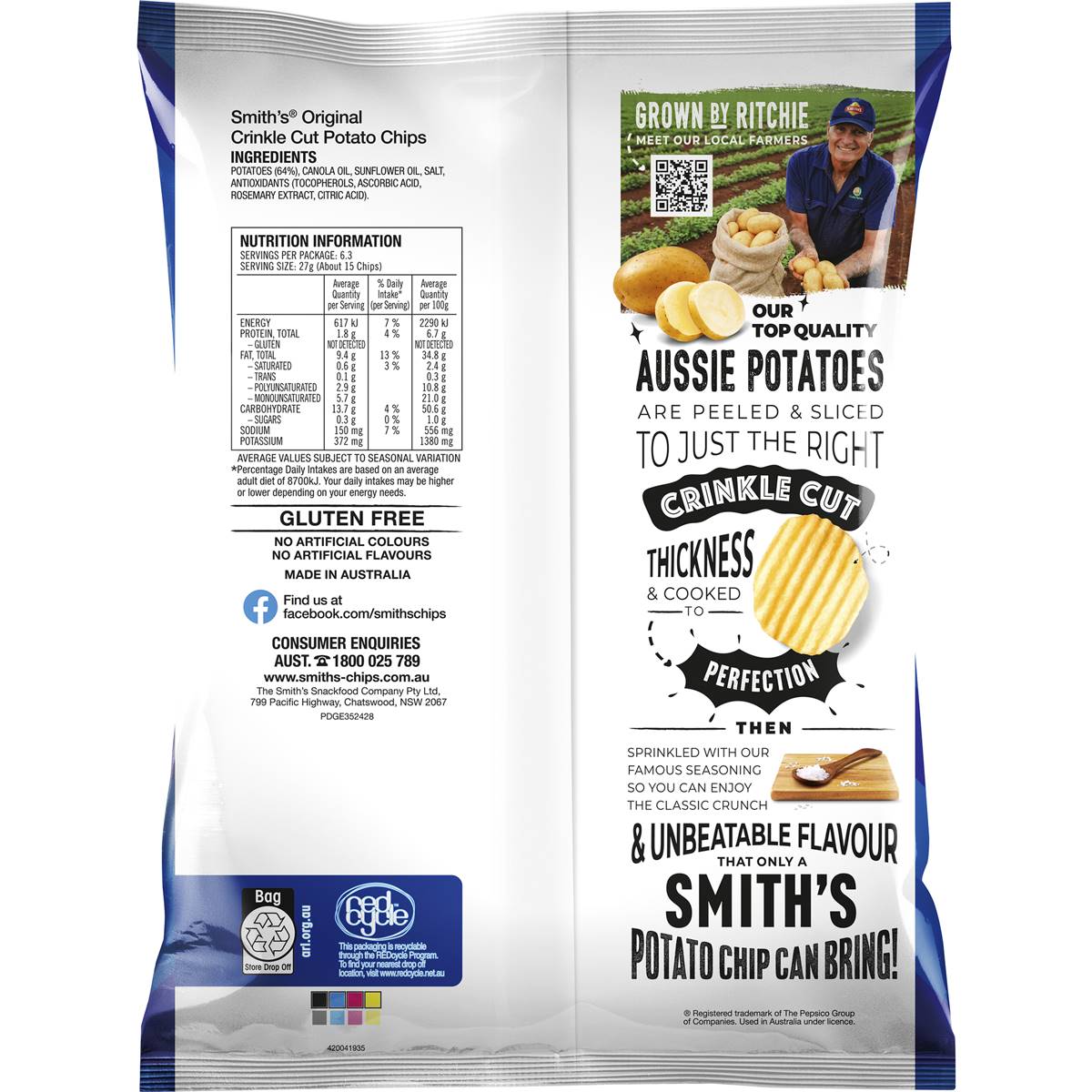 Smiths Crinkle Cut Chips Original 170g