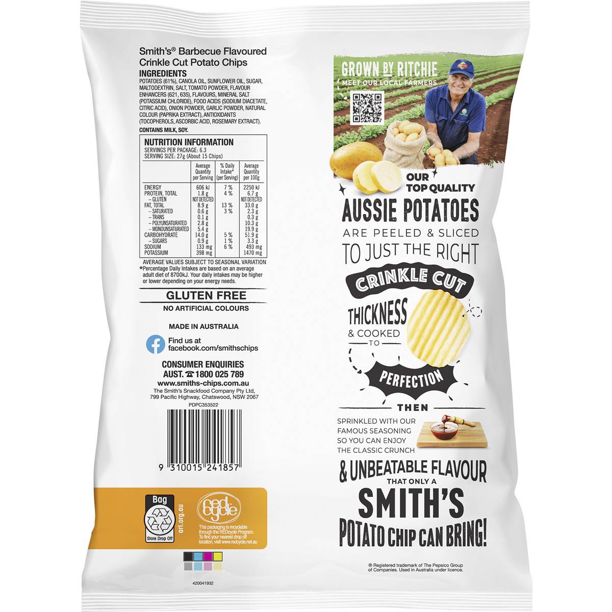 Smith's Chips Crinkle Cut BBQ Chips 170gm