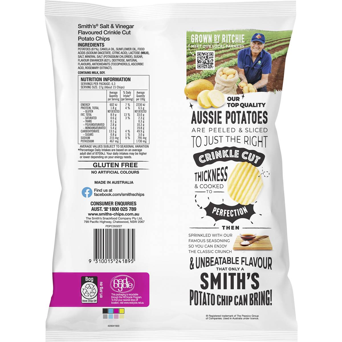 Smiths Crinkle Cut Chips Salt and Vinegar 170g