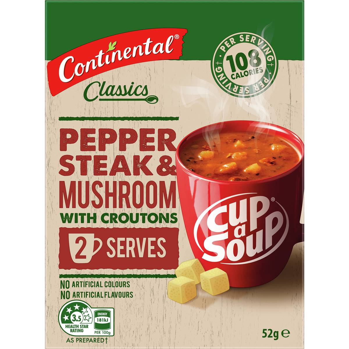 Continental Cup A Soup Pepper Steak & Mushroom With Croutons Serves 2