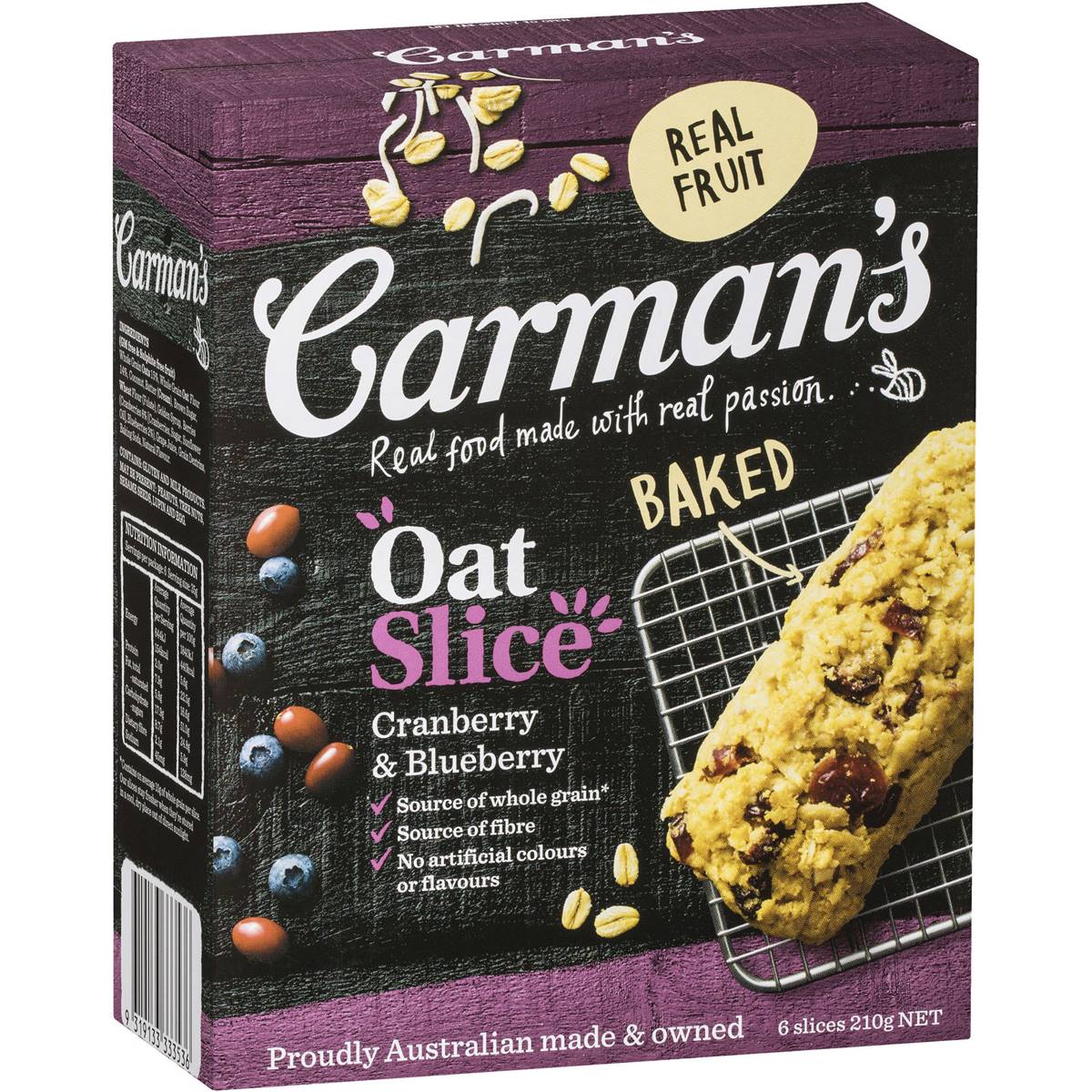 Carman's Cranberry & Blueberry Oat Slice 6 Pack