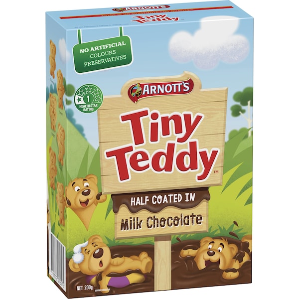 Arnott's Tiny Teddy Chocolate Half Coat Biscuits 200g